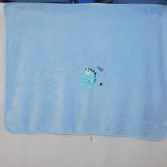 Garanimals Blue One Eyed Monster Plush Fleece Baby Toddler Blanket 27" x 35" - Picture 5 of 5